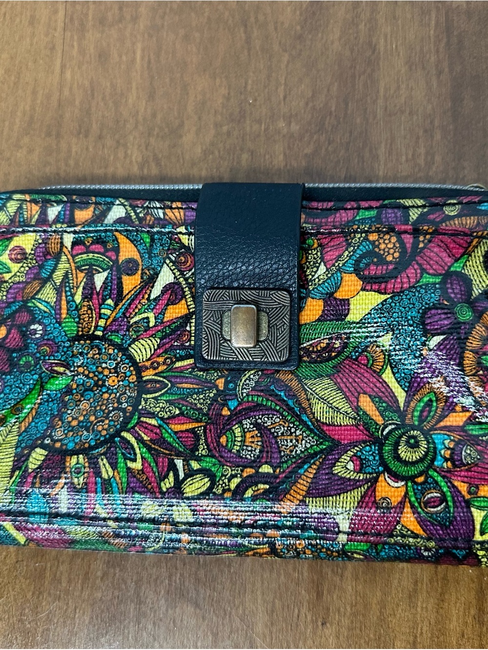 Sakroots Multicolor rainbow spirit desert smart phone Wallet with Black Snap